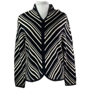 Talbots Wool Chevron Zip Up Sweater NWT size M